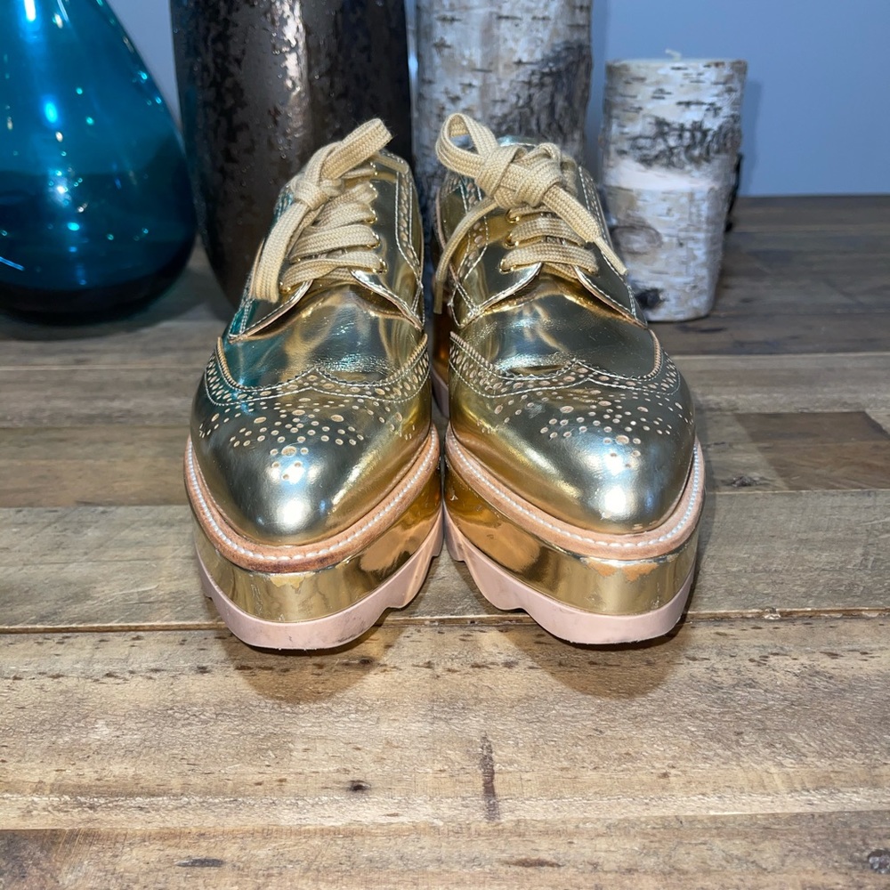 Prada Metallic Platform Brogues